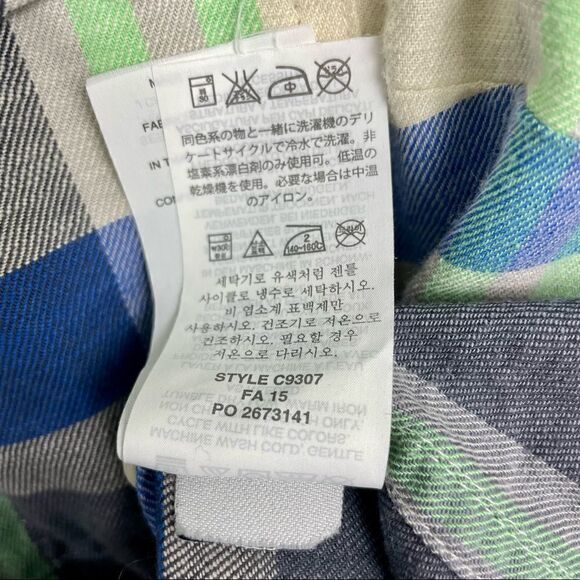 J.crew | plaid long sleeve button down S / 0 colorful,green,cream ,blue, gray. - Picture 4 of 5